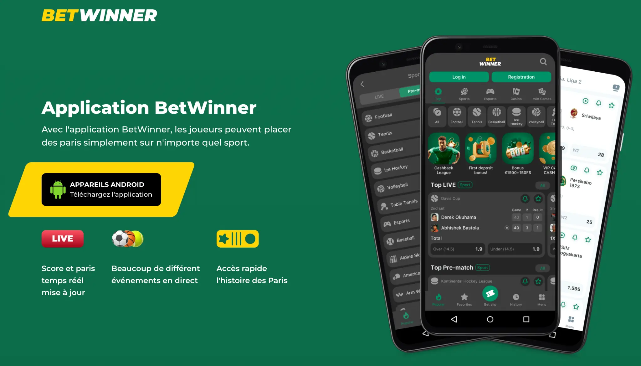Téléchargement de l'application Betwinner Android iOS